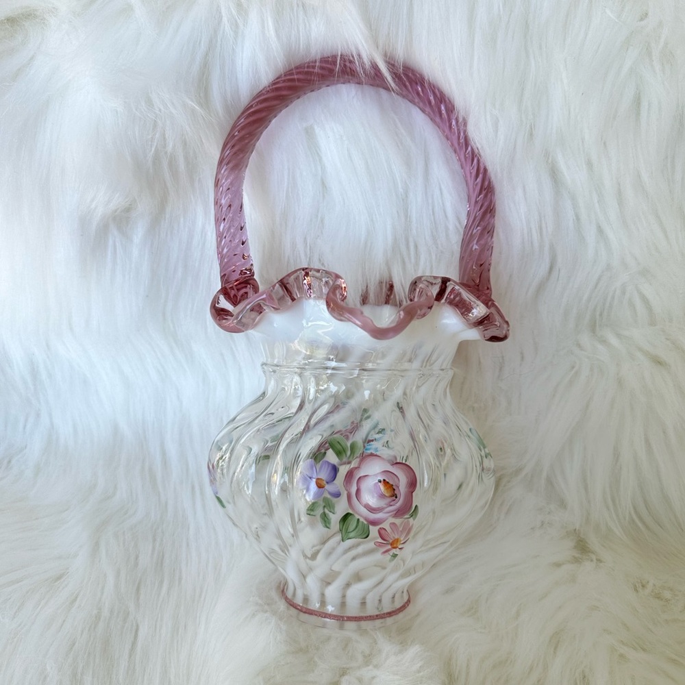 Vintage Fenton glass basket
